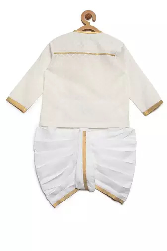 White embroidered cotton kurta set