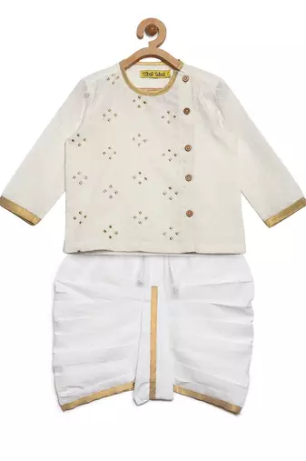 White embroidered cotton kurta set