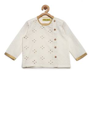 White embroidered cotton kurta set 5