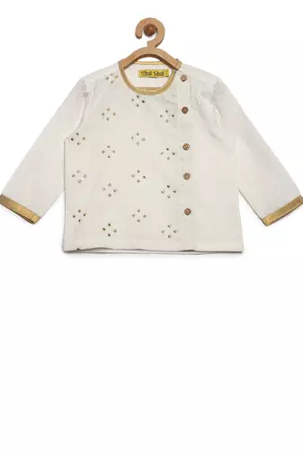 White embroidered cotton kurta set