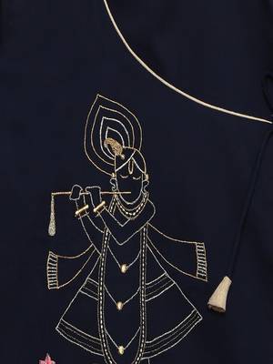 Blue embroidered cotton kurta set 3