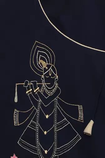 Blue embroidered cotton kurta set