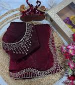 Maroon Color Jarkhan Diamond Work Space Silk Saree