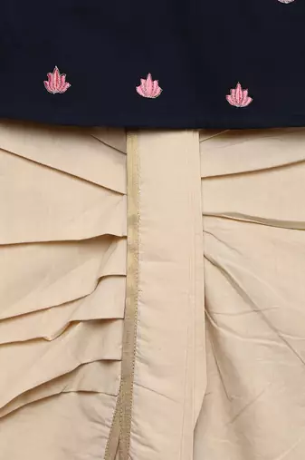 Blue embroidered cotton kurta set