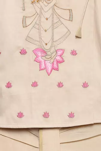 White embroidered cotton kurta set