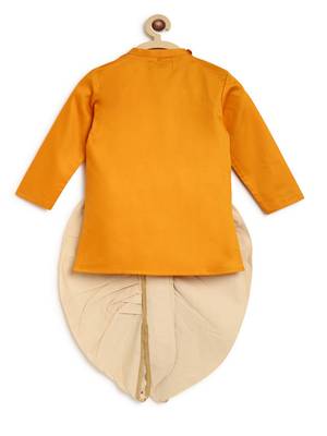 Yellow embroidered cotton kurta set 2