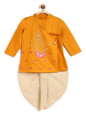 Yellow embroidered cotton kurta set 4