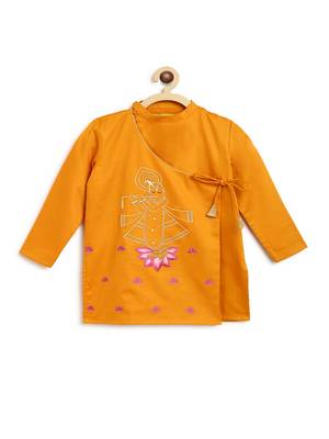 Yellow embroidered cotton kurta set 5