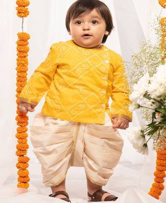 Yellow plain cotton kurta set 1