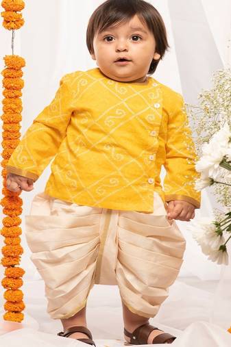 Yellow plain cotton kurta set