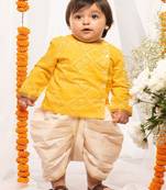 Yellow plain cotton kurta set