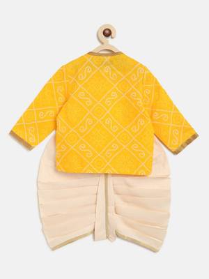 Yellow plain cotton kurta set 3
