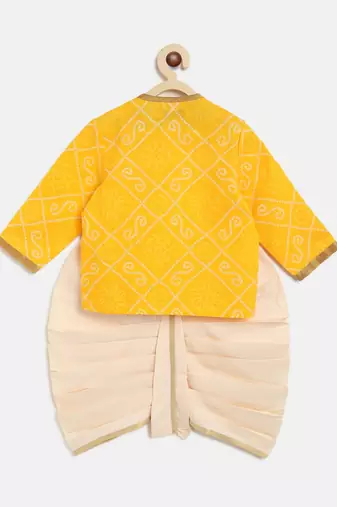 Yellow plain cotton kurta set