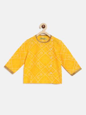 Yellow plain cotton kurta set 4