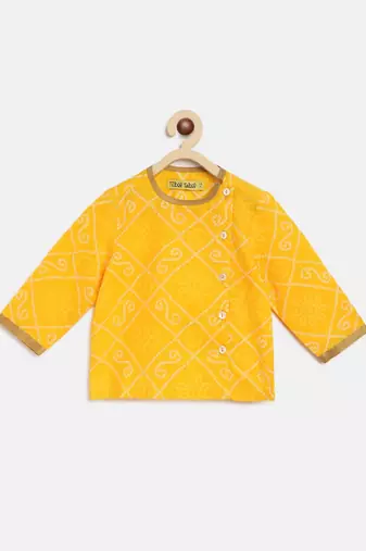 Yellow plain cotton kurta set