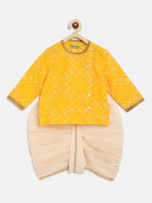 Yellow plain cotton kurta set 5