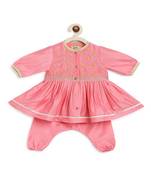 Pink embroidered cotton kurta set