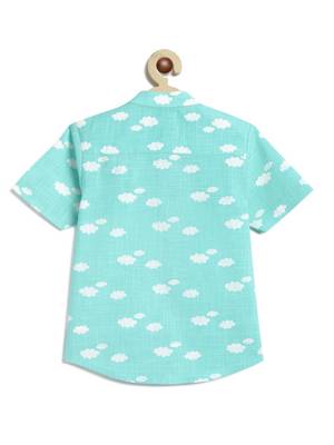 Blue printed cotton shirt 2