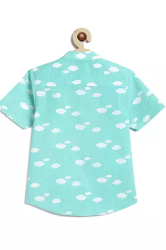 Blue printed cotton shirt