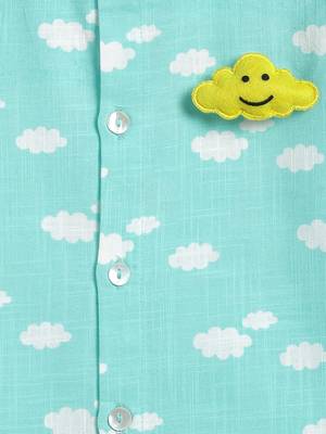 Blue printed cotton shirt 3