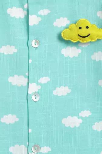 Blue printed cotton shirt