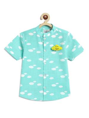 Blue printed cotton shirt 4