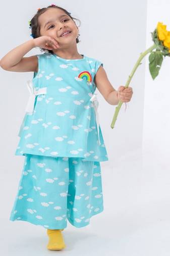 Blue printed cotton co ord set