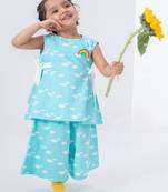 Blue printed cotton co ord set