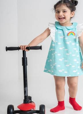 Blue printed cotton dress 1