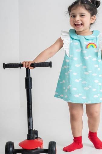 Blue printed cotton dress