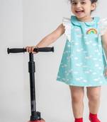 Blue printed cotton dress