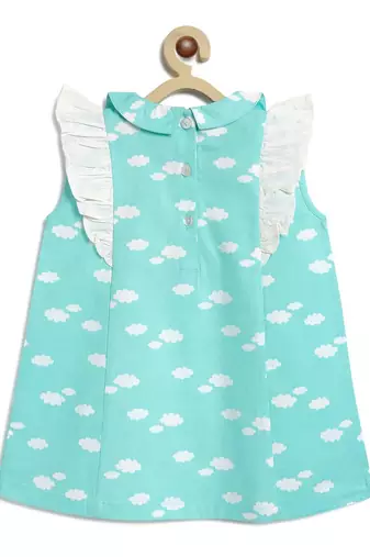 Blue printed cotton dress