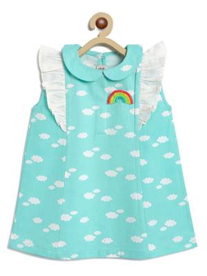 Blue printed cotton dress 4