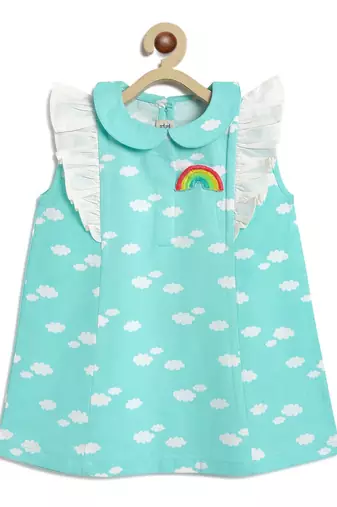 Blue printed cotton dress