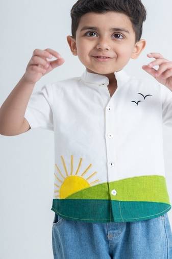 White printed cotton shirt