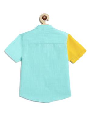 Blue printed cotton shirt 4