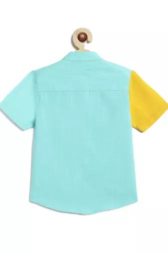 Blue printed cotton shirt