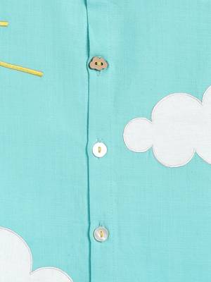 Blue printed cotton shirt 5