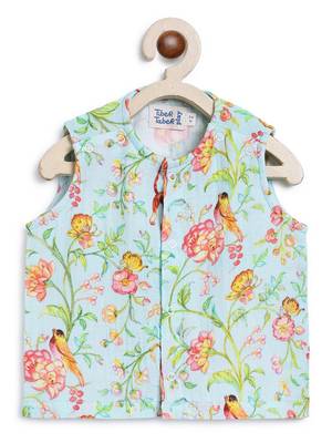 Green printed cotton jhabla set 2
