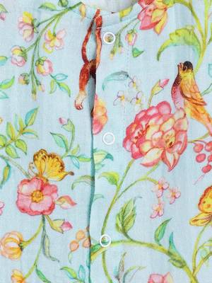Green printed cotton jhabla set 5