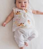 White embroidered cotton jhabla set