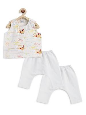 White embroidered cotton jhabla set 2