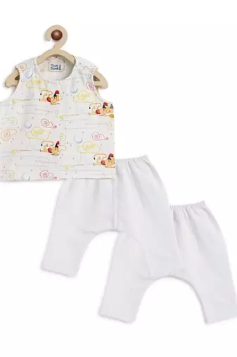 White embroidered cotton jhabla set