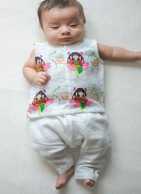 White printed cotton jhabla set 1