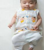 White embroidered cotton jhabla set