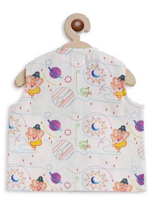 White embroidered cotton jhabla set 4
