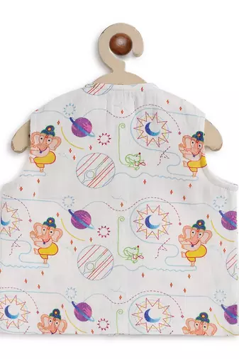 White embroidered cotton jhabla set