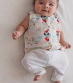 White embroidered cotton jhabla set