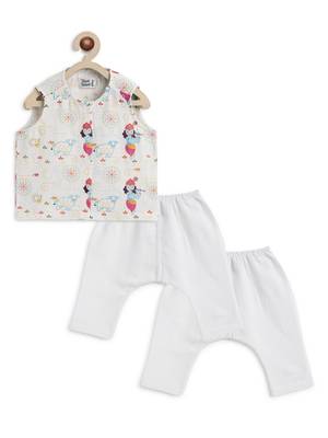 White embroidered cotton jhabla set 2