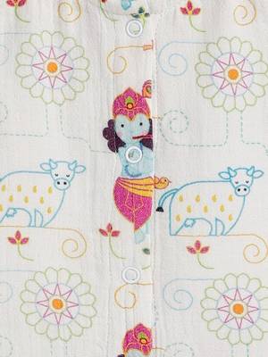 White embroidered cotton jhabla set 4